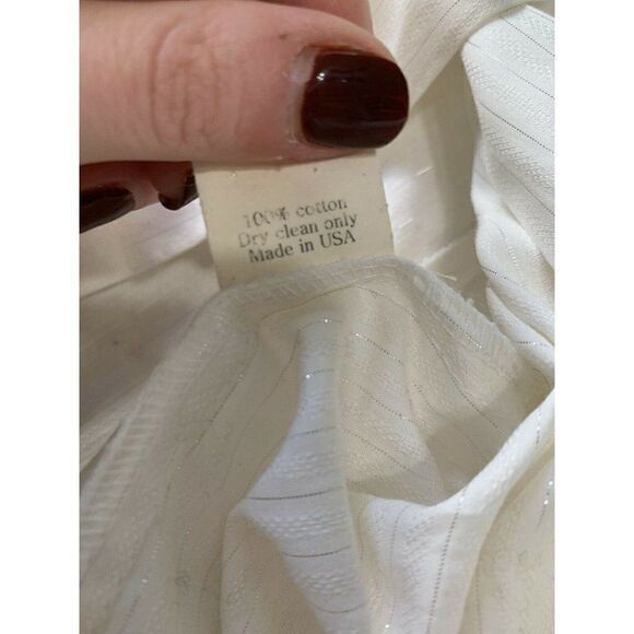 Our Fine Garments By Bell Womens Long Sleeve White Silver Top Small 6 Work - Picture 5 of 8